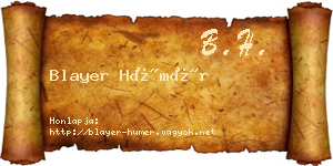 Blayer Hümér névjegykártya